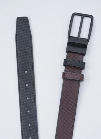 Dark Brown & Black Textured Leather Belt