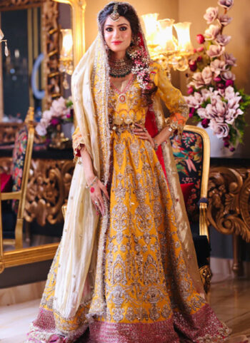 Handcrafted Yellow Wedding Dress For Women