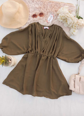 Olive Green V-Neckline Curtis Top