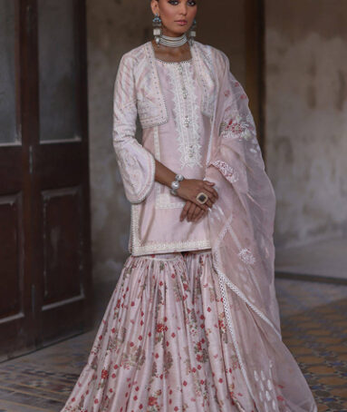 Rose Pink-Hued MNR Kameez Gharara