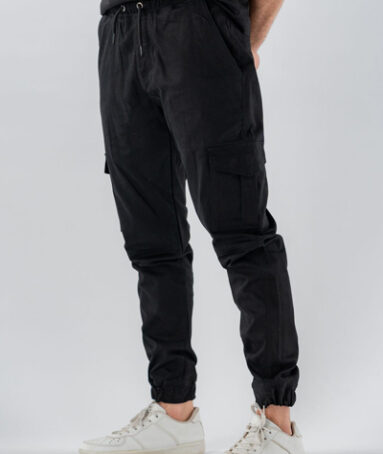 West Line Men Black Twill Cargo Trouser